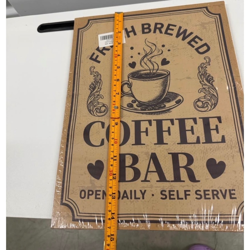 Fresh Brewed Coffee Bar Canvas Wall Art Vintage Style Kitchen Sign 12x16